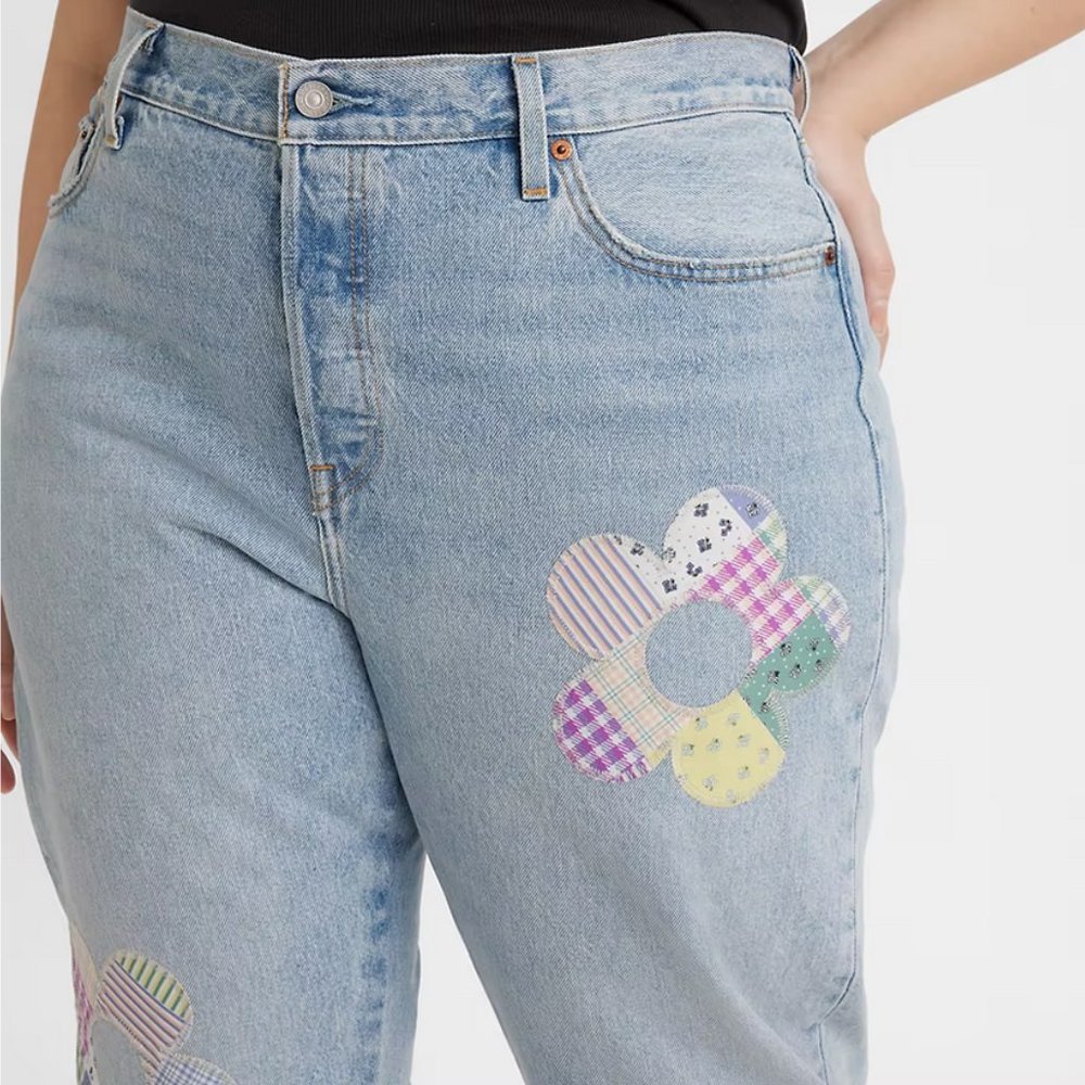 Levis 501 Plus Jeans 150th ANNIVERSARY Patchwork Fresh as a Daisy lite wash NWT - Picture 5 of 16